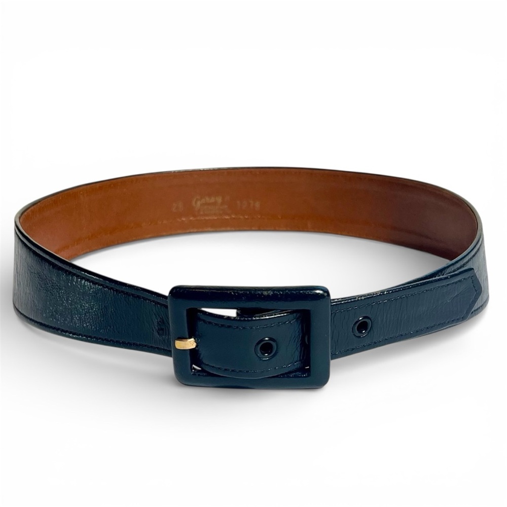 Vintage Garay Leather Belt Navy Blue Corset Curved Waist 1960s Mod Sz 28 Small